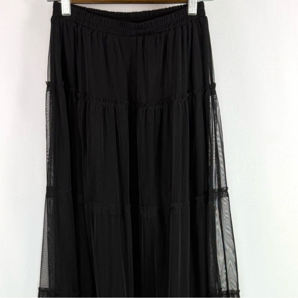 Double D Ranch Western Black Multi Linen Lace Embroidered Floral Maxi Skirt XS - Picture 2 of 7